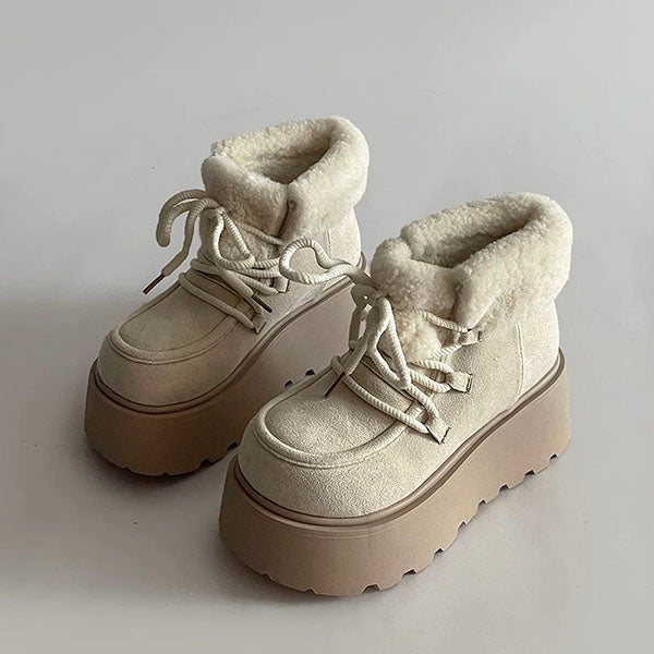 LF 厚底 ボア スノーブーツ レトロ オシャレ