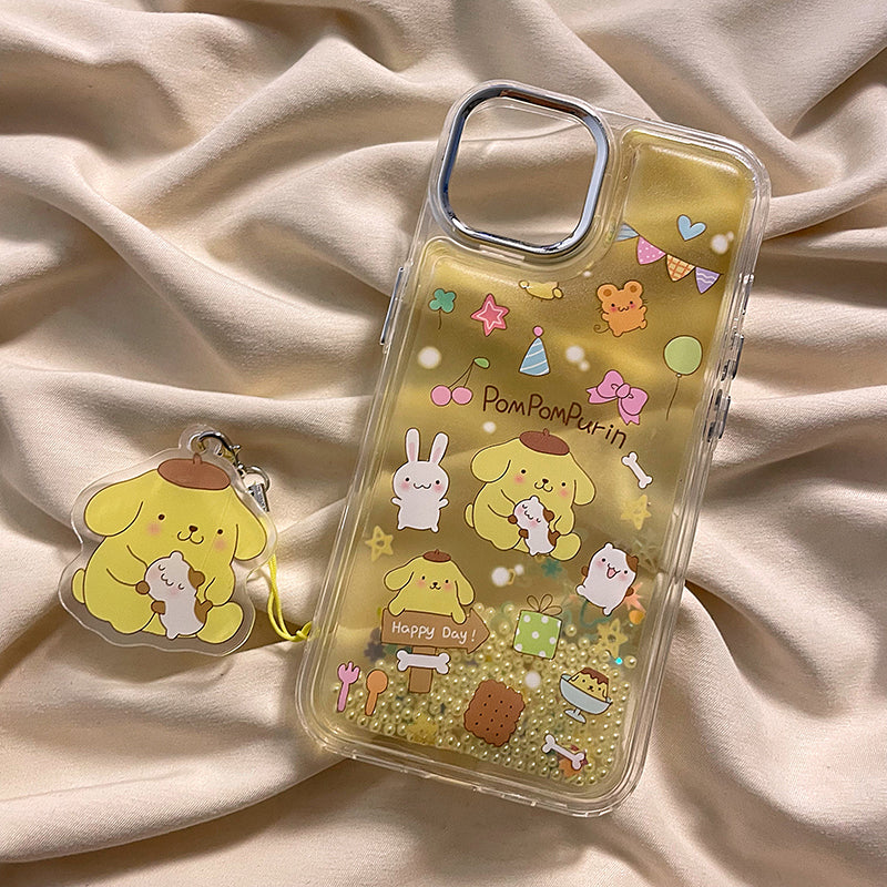 YQQ 可愛いサンリオ 流れるパール スマホケース 携帯電話ケース