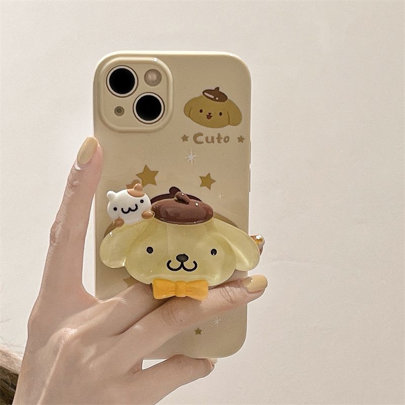 YQQ 立体 サンリオ スマホケース 携帯電話ケース 粘着式スマホホルダー付き