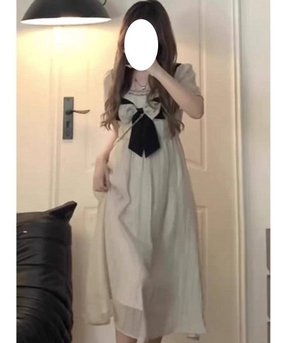 ビッグサイズ フリルリボンワンピース レースアップ腰絞りスリムスカート(X4)