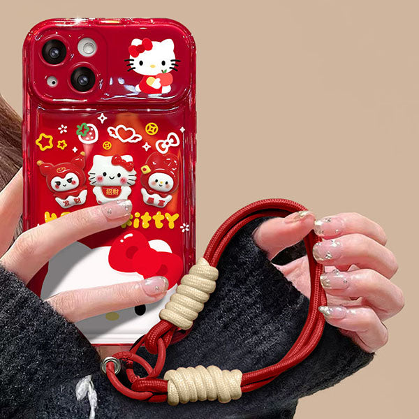 LF ハローキティ スマホケース 携帯電話ケース 化粧鏡 スタンド Hello Kitty