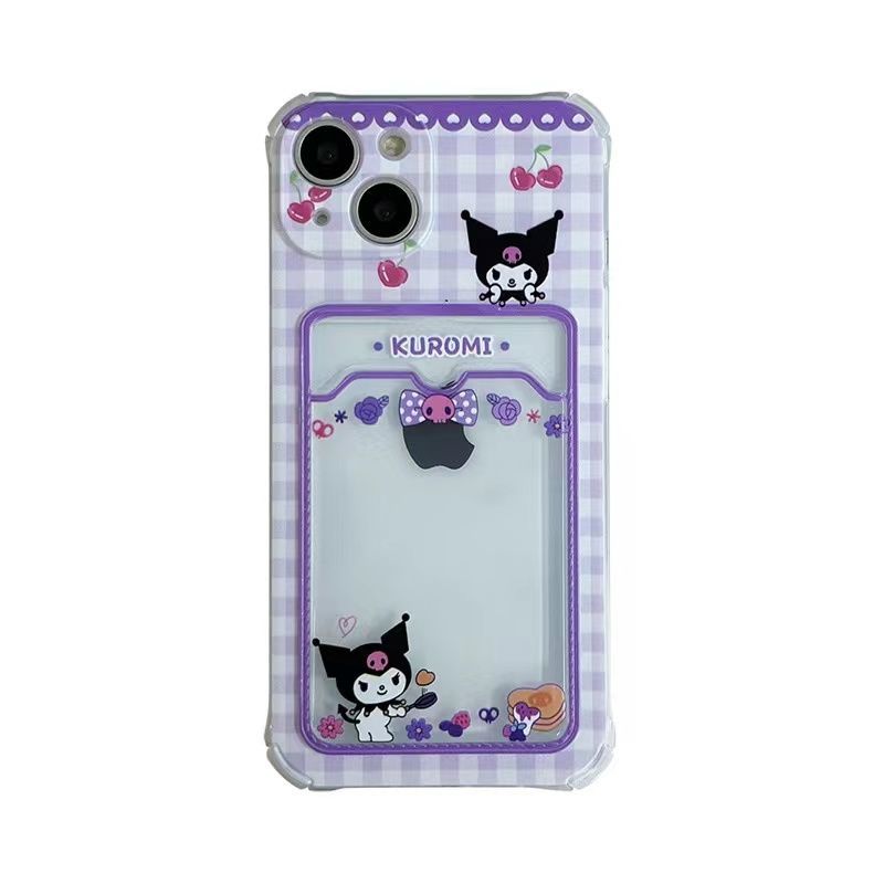 YQQ かわいい クロミ&マイメロディ カードケース付き スマホケース 携帯電話ケース カードケース付き