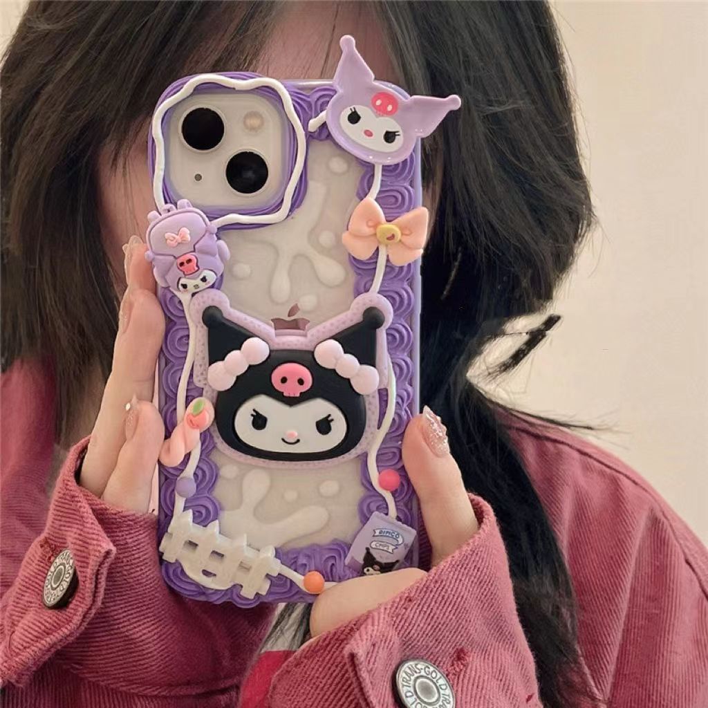 YQQ 可愛い サンリオ キャラクター 立体 スマホケース 携帯電話ケース