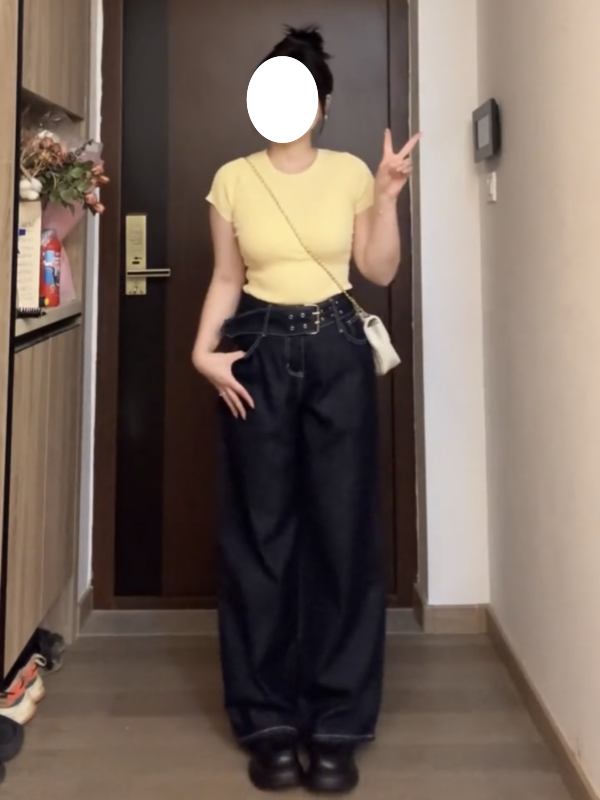 夏新作ゆったり原牛ワイドパンツ ジーンズ女 デザインドレープ感Y10