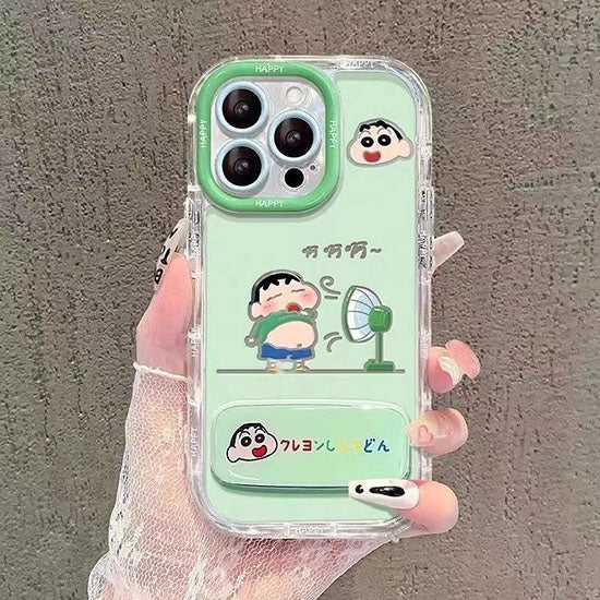 LF かわいい 化粧鏡付きスマホケース 携帯電話ケース 粘着式スマホホルダー付き