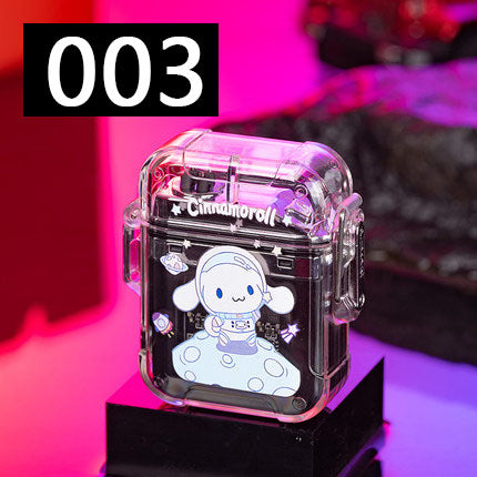 YQQ キャラクター USB充電 電子ライター 軽量 LED 防風 防水 電気ライター アウトドア キャンプ 登山 防災 地震対策 停電時などに適用