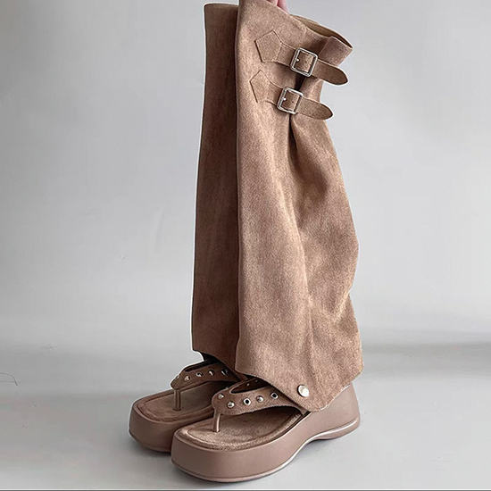 LF 厚底 サンダル ロングブーツ パンツブーツ 二通りの履き方の靴 かっこかわいい