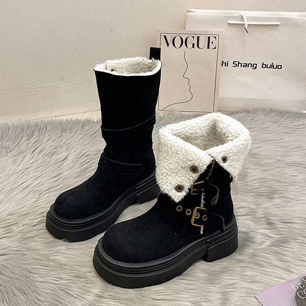 LF 2way モコモコ ショートブーツ マーチンブーツ オシャレ