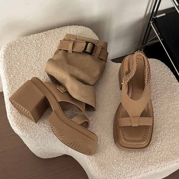 LF 厚底 サンダル ショートブーツ パンツブーツ 二通りの履き方の靴 かっこかわいい