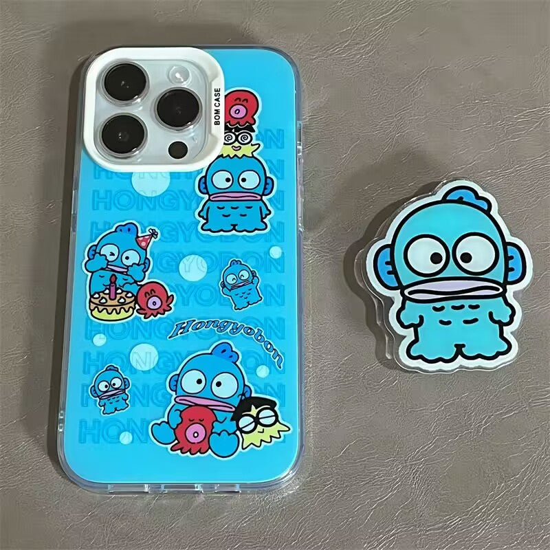YQQ ハンギョドン スマホケース 携帯電話ケース 粘着式スマホホルダー付き