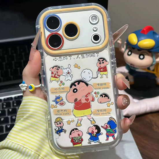 LF スマホケース ミラースタンド付き 縦置き横置き対応 耐衝撃 可愛い アニメキャラクター