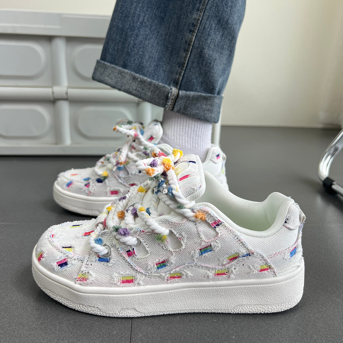 LF02 レインボービーンズ 厚底 スニーカー カジュアル かわいい