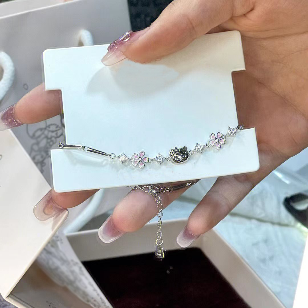 YQQ キラキラ かわいい ハローキティ & 桜 花 ブレスレット