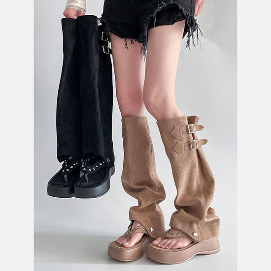 LF 厚底 サンダル ロングブーツ パンツブーツ 二通りの履き方の靴 かっこかわいい