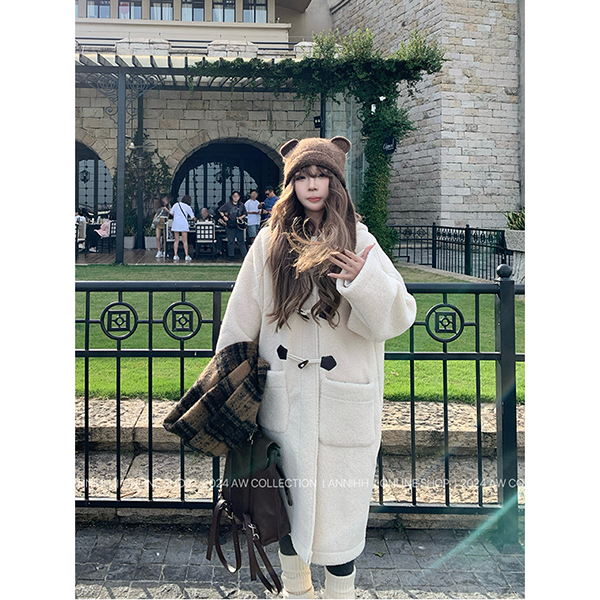 LF ラムウールパーカ ボアフードパーカー トグルコート Anne