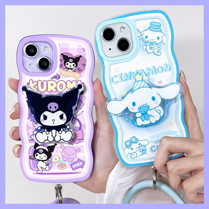 YQQ スマホケース かわいい 携帯電話ケース 粘着式スマホホルダー付き