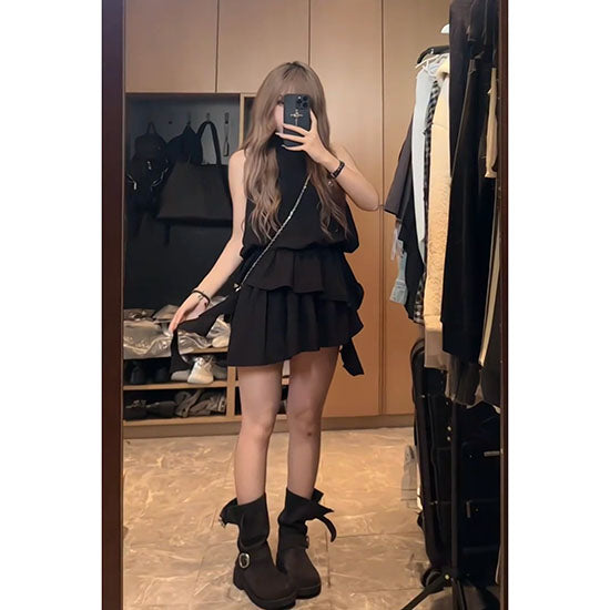 LF 不規則 ノースリーブワンピース ウエストシェイプ 着やせ Anne