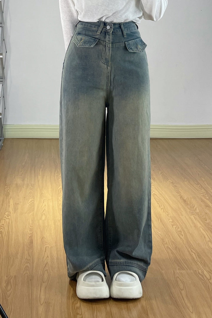 【予約】XYW ゆったり ハイウエスト ジーンズ ワイドパンツ オリジナルデザイン