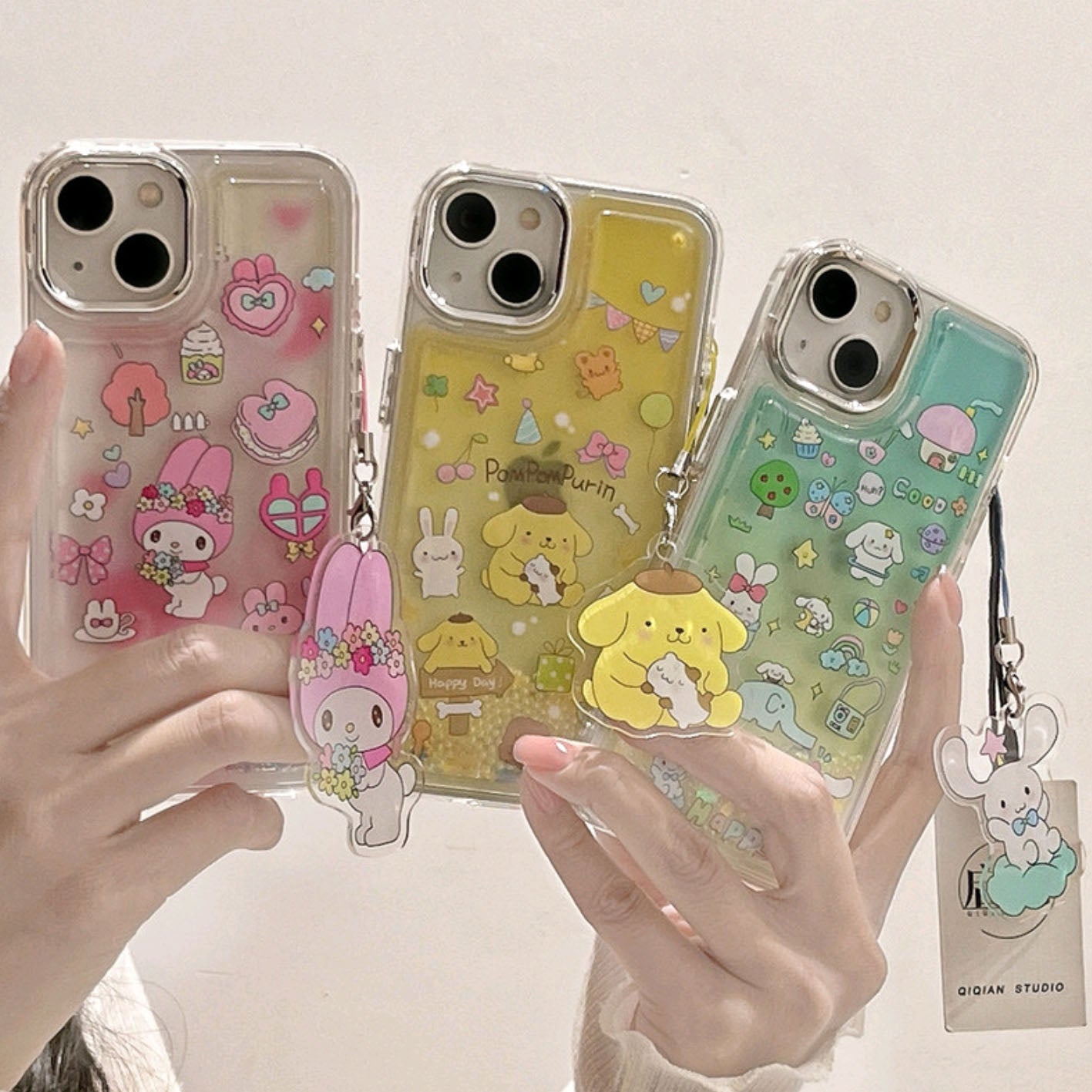 YQQ 可愛いサンリオ 流れるパール スマホケース 携帯電話ケース