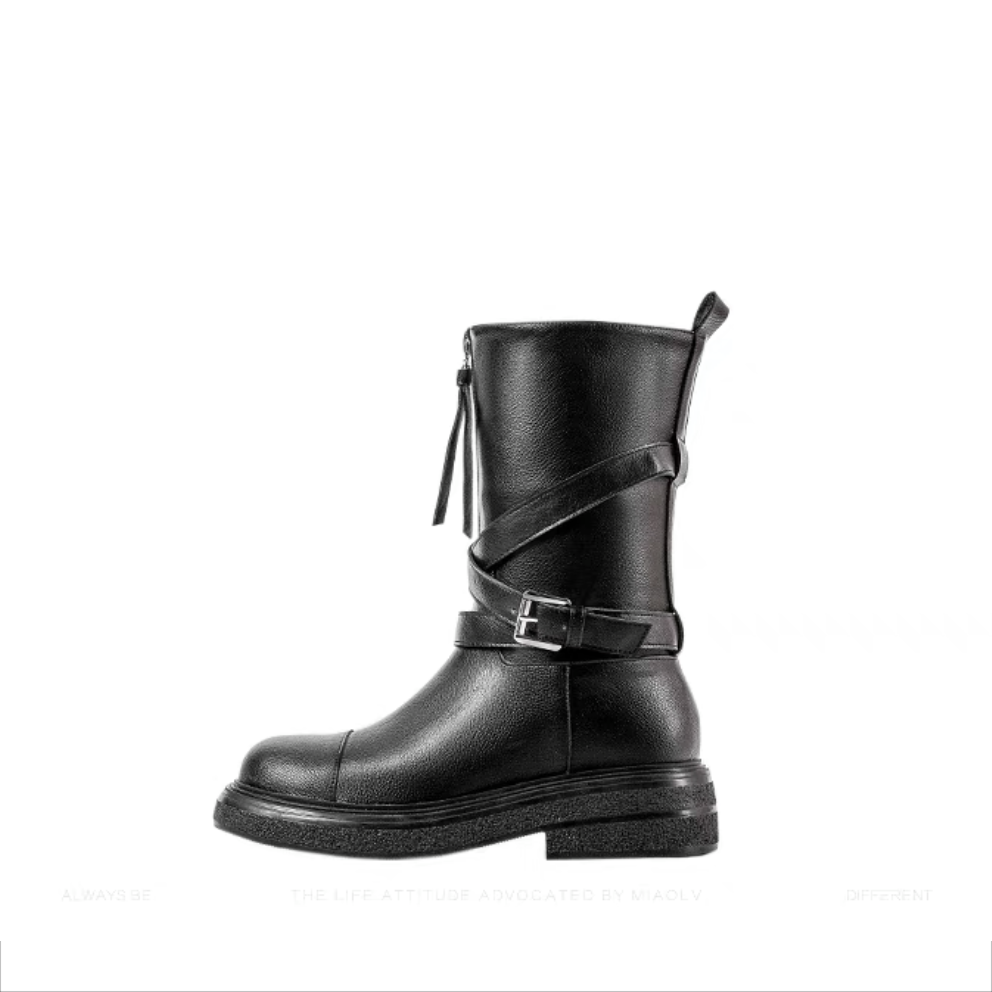 LF02 レトロ 厚底 ショートブーツ 前ファスナー オシャレ