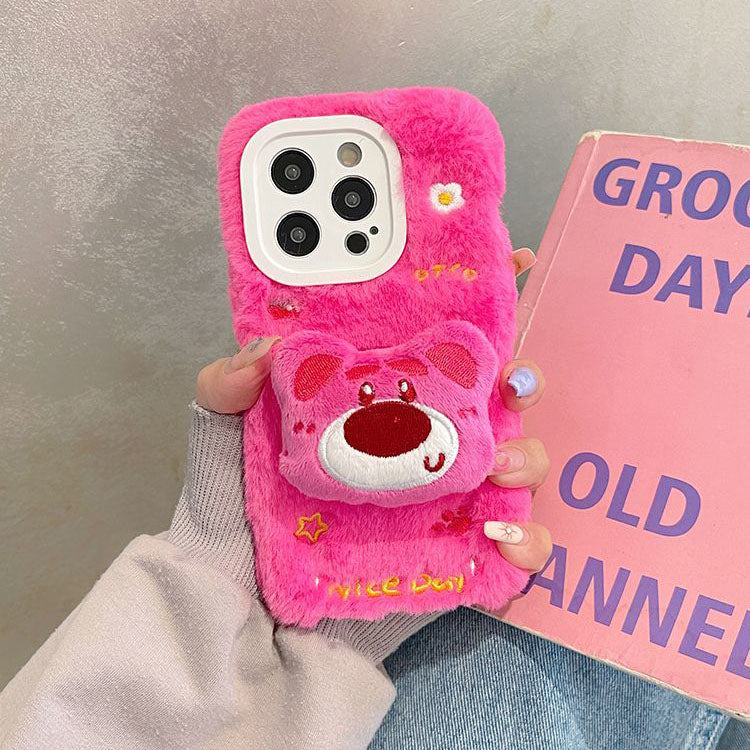 LF モコモコ プーさん&ロッツォ 携帯ケース スマホケース 携帯電話ケース スマホホルダー付き