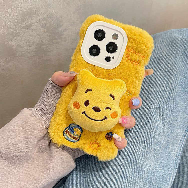 LF モコモコ プーさん&ロッツォ 携帯ケース スマホケース 携帯電話ケース スマホホルダー付き