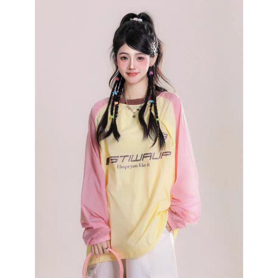 LF04 UPF50+ ラッシュガード カラー切替UVカット ゆったり オシャレ