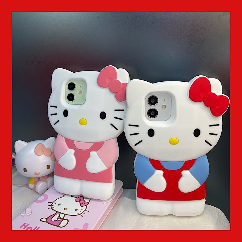 YQQ 立体 白 ハローキティ Hello Kitty シリコン携帯ケース スマートフォンケース