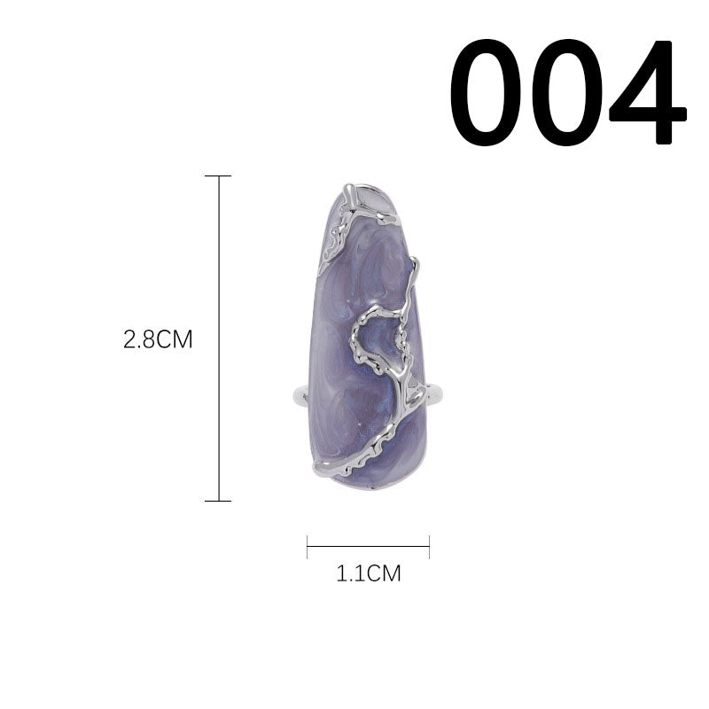 LF パール ネイルリング オープンリング チェーン 爪の指輪 かっこいい