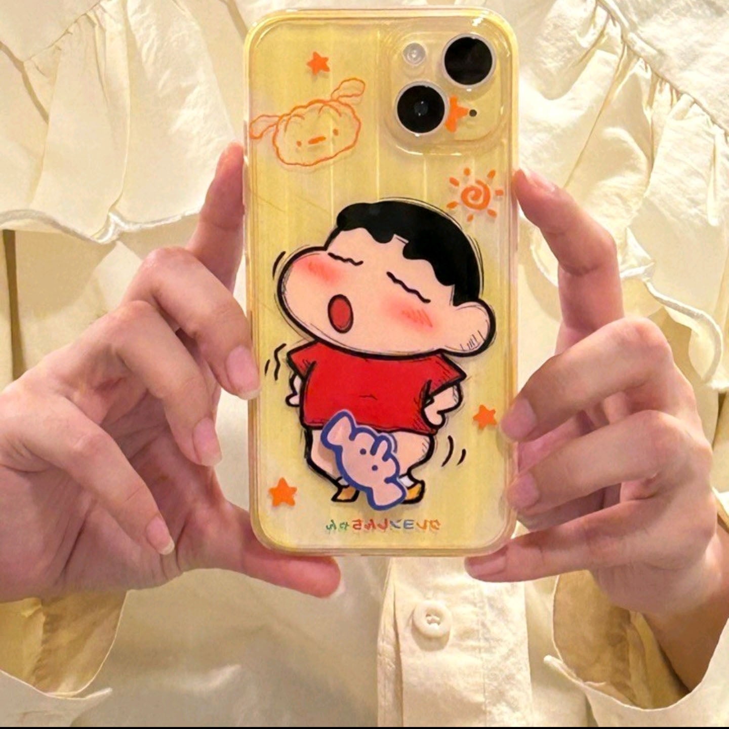 YQQ28 回転 可愛いかすかべ防衛隊 スマホケース 面白い 携帯電話ケース