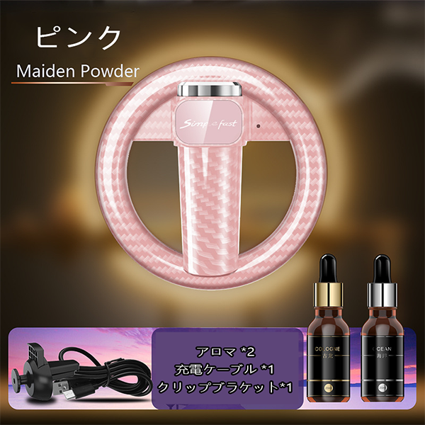 LF インテリジェントフレグランスディフューザー 車載用アロマ 音感あり 音楽リズムライト USB充電 アロマ2本付き