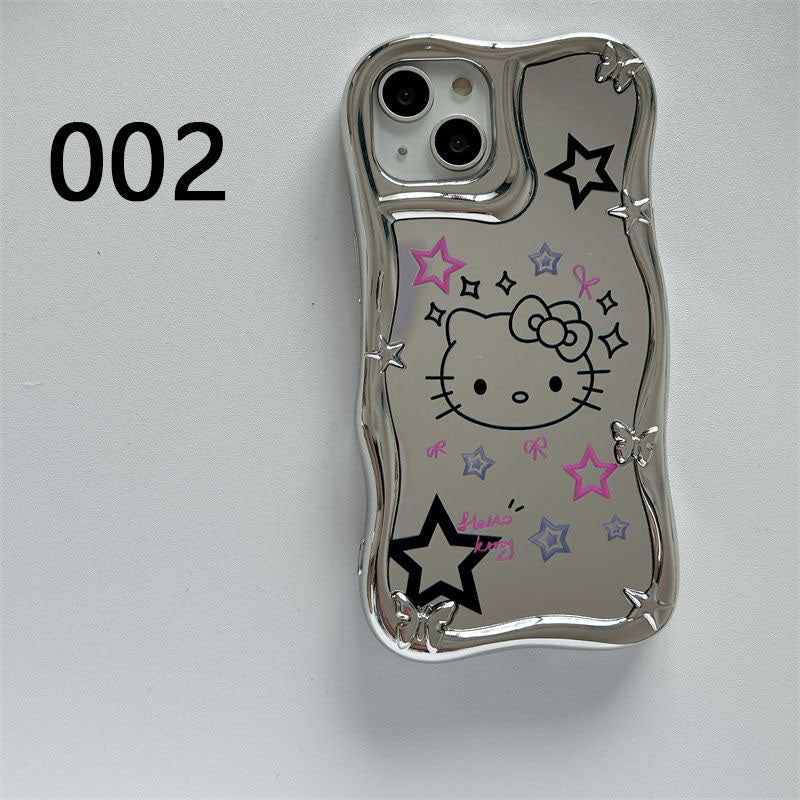 YQQ かわいい ハローキティ メッキ 鏡面仕上げ スマホケース 携帯電話ケース