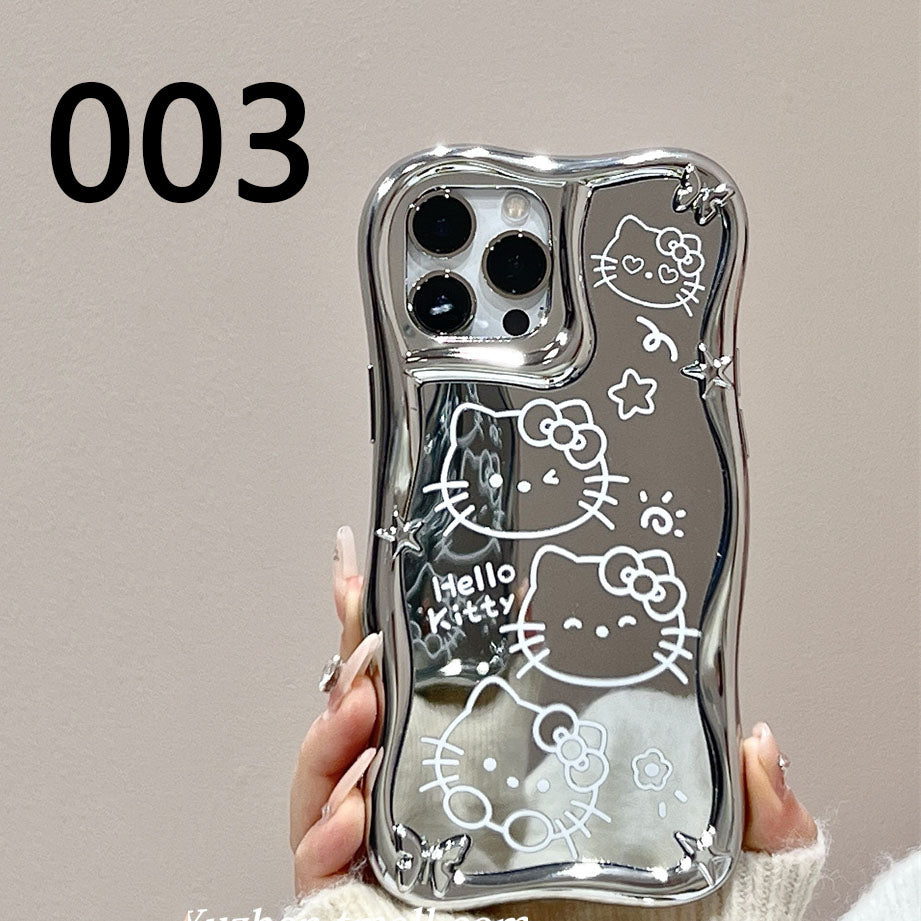YQQ かわいい ハローキティ メッキ 鏡面仕上げ スマホケース 携帯電話ケース