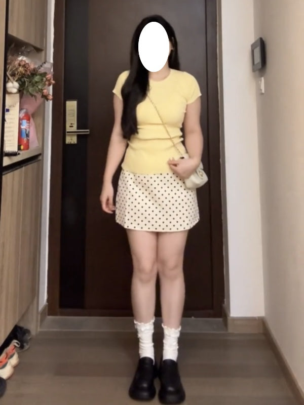 ミルク系の夏にはセットの夏ドーパミンコーディネートアイスシルクニットTシャツドットスカート2点セットY11