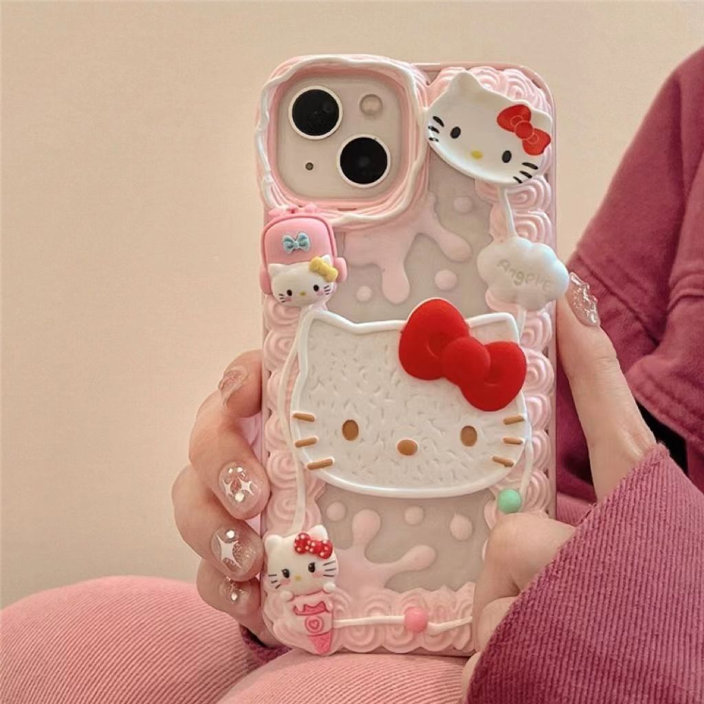 YQQ 可愛い サンリオ キャラクター 立体 スマホケース 携帯電話ケース