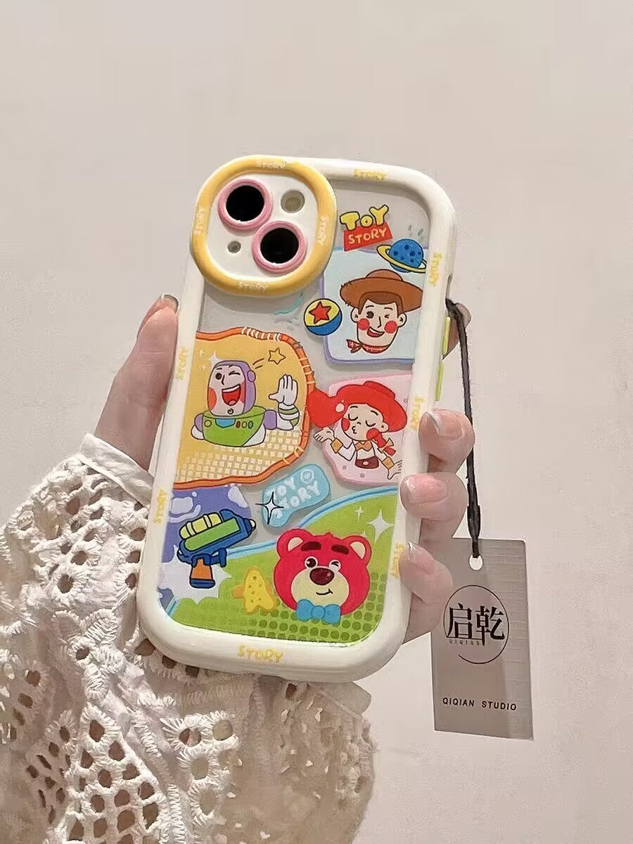 YQQ 可愛い トイ・ストーリー スマホケース 携帯電話ケース クランプ式ストラップ
