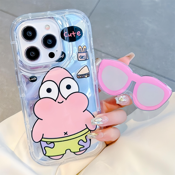 LF サングラス スポンジボブ & パトリック スマホケース 携帯電話ケース 粘着式スマホホルダー付き
