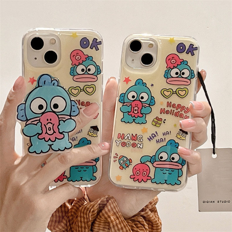 LF ハンギョドン スマホケース 携帯電話ケース 粘着式スマホホルダー付き