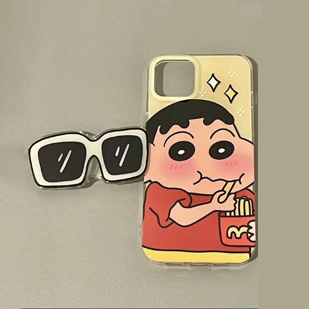 LF サングラス しんちゃん スマホケース 携帯電話ケース 粘着式スマホホルダー付き