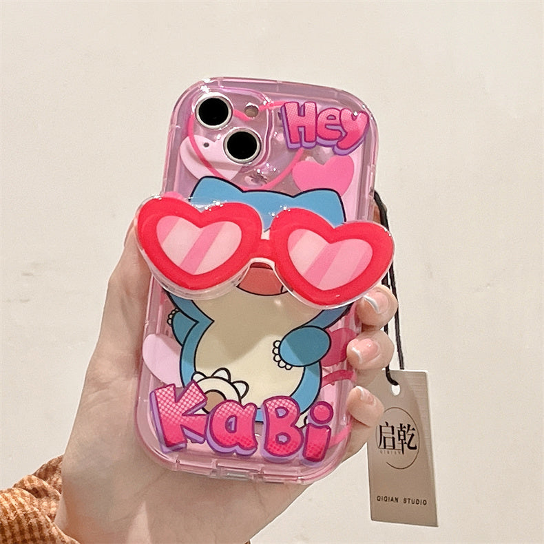 YQQ サングラス ポケットモンスター スマホケース 携帯電話ケース 粘着式スマホホルダー付き