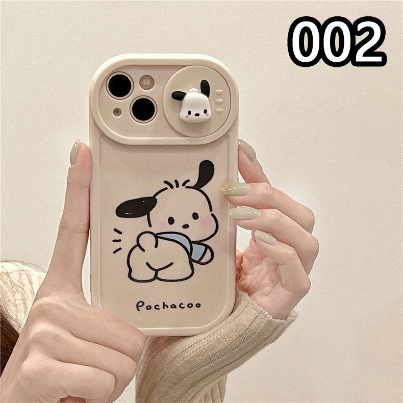 LF ポチャッコ スマホケース プッシュプルウィンドウ カメラ保護 携帯電話ケース ホワイト