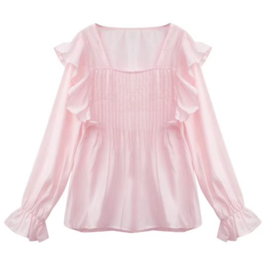 【予約】XYW フレンチ フリル シャツ キュロット スカート セット フェミニン