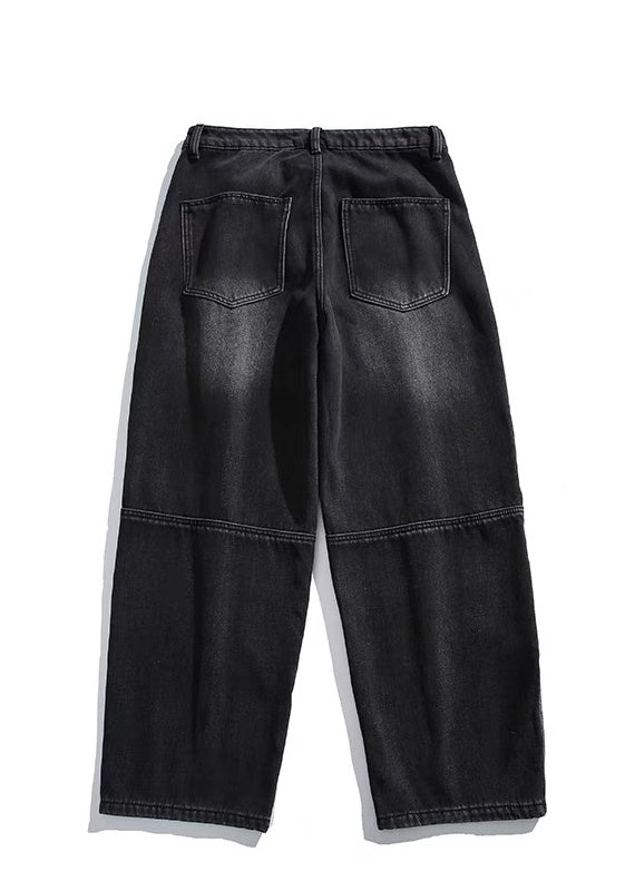 (DTNANZHUANG003)ビンテージウォッシュ 加工 ビロード入りジーンズメ ンズファッションブランドゆったり冬ストレートカジュアルパンツ