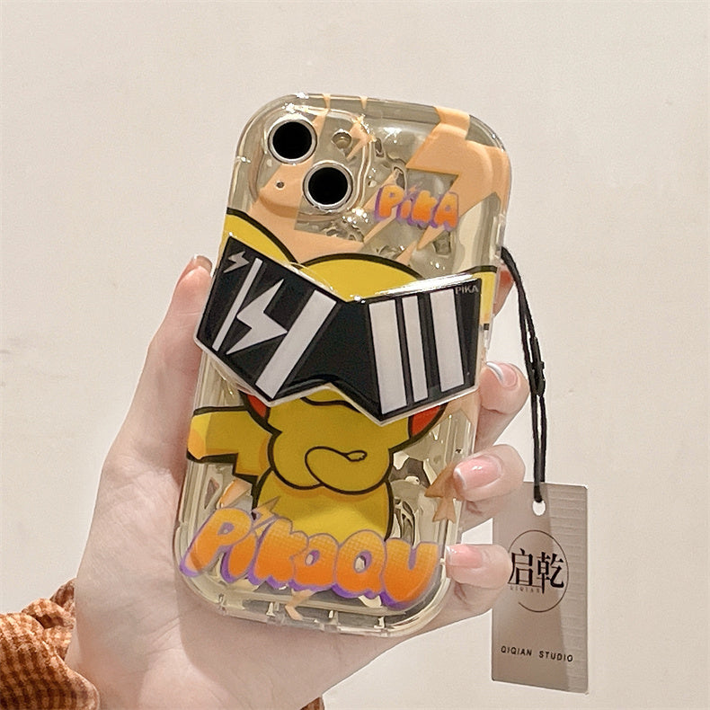 YQQ サングラス ポケットモンスター スマホケース 携帯電話ケース 粘着式スマホホルダー付き