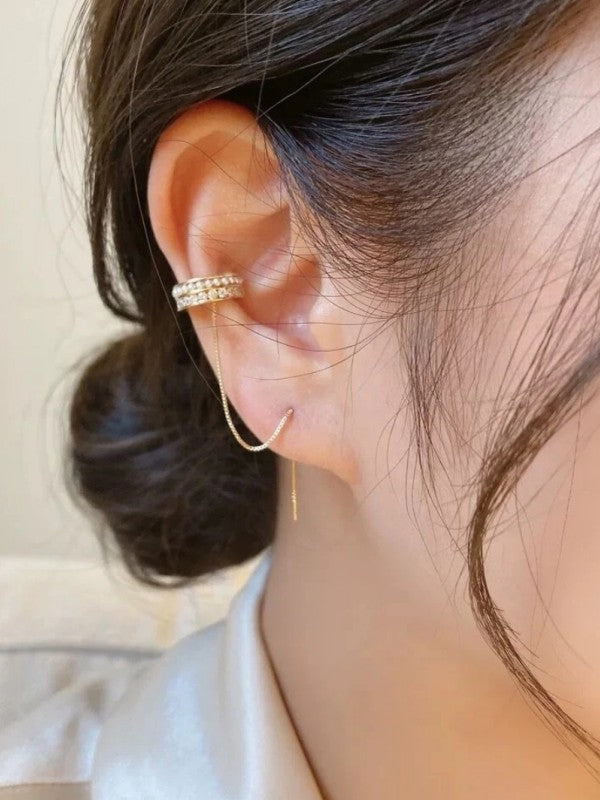 XYW シンプルで高級 耳クリップ イヤーカフ 耳線 イヤーワイヤー 一体化