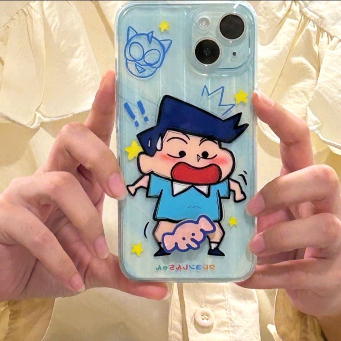 YQQ28 回転 可愛いかすかべ防衛隊 スマホケース 面白い 携帯電話ケース