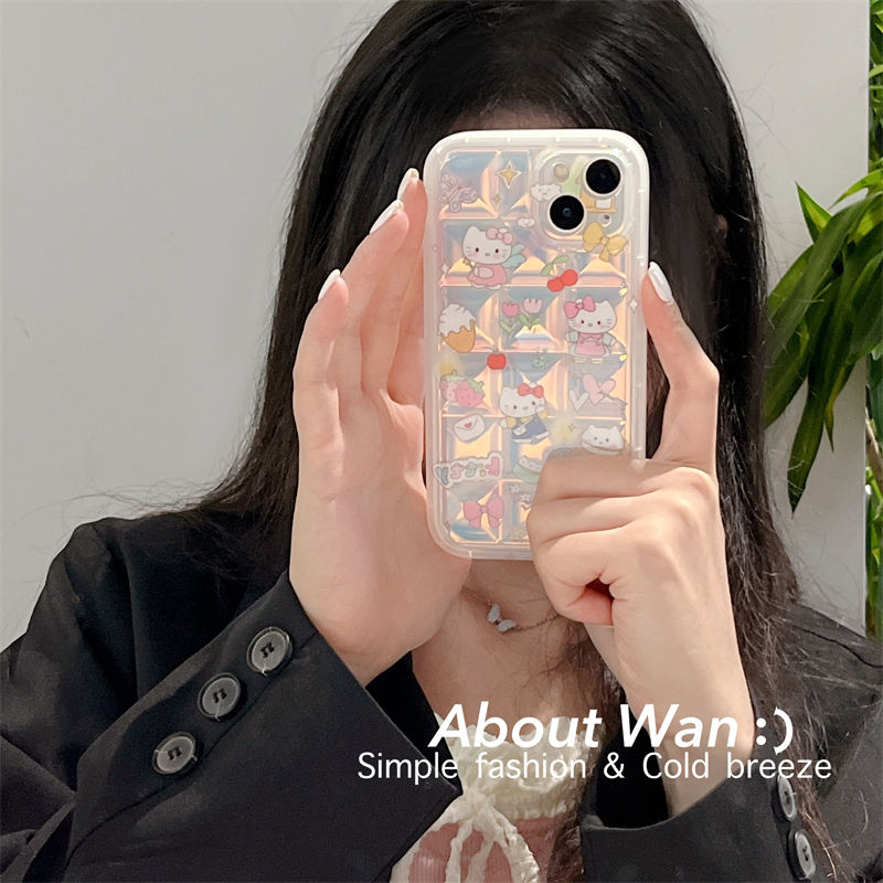 YQQ 可愛い チェック キャラクター スマホケース 携帯電話ケース