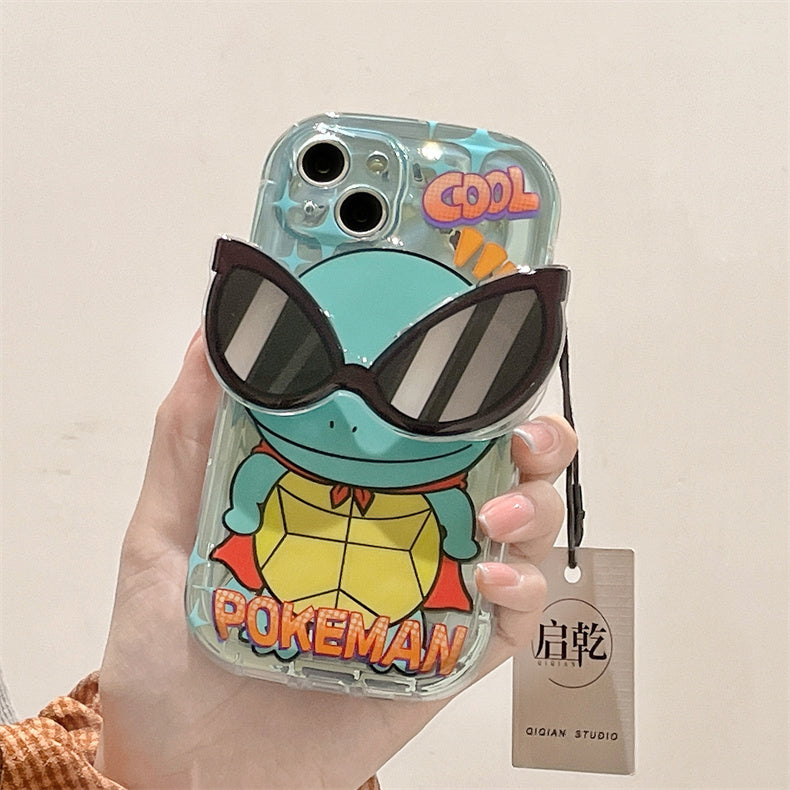 YQQ サングラス ポケットモンスター スマホケース 携帯電話ケース 粘着式スマホホルダー付き