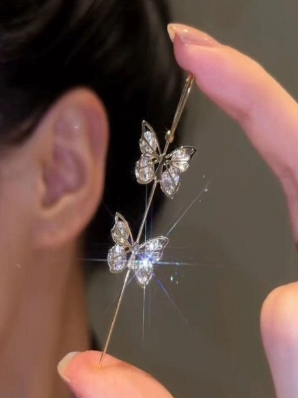 キラキラ 蝶 バタフライ ピアス フックピアス