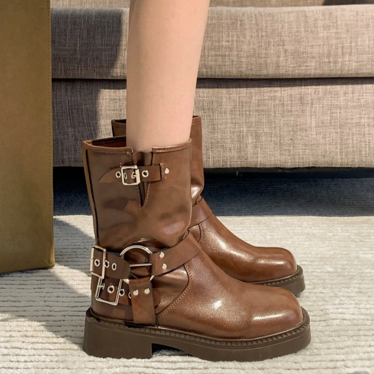 【予約】LF02 ベルトバックル スクエアトゥ イングランド・マーティンブーツ ショートブーツ